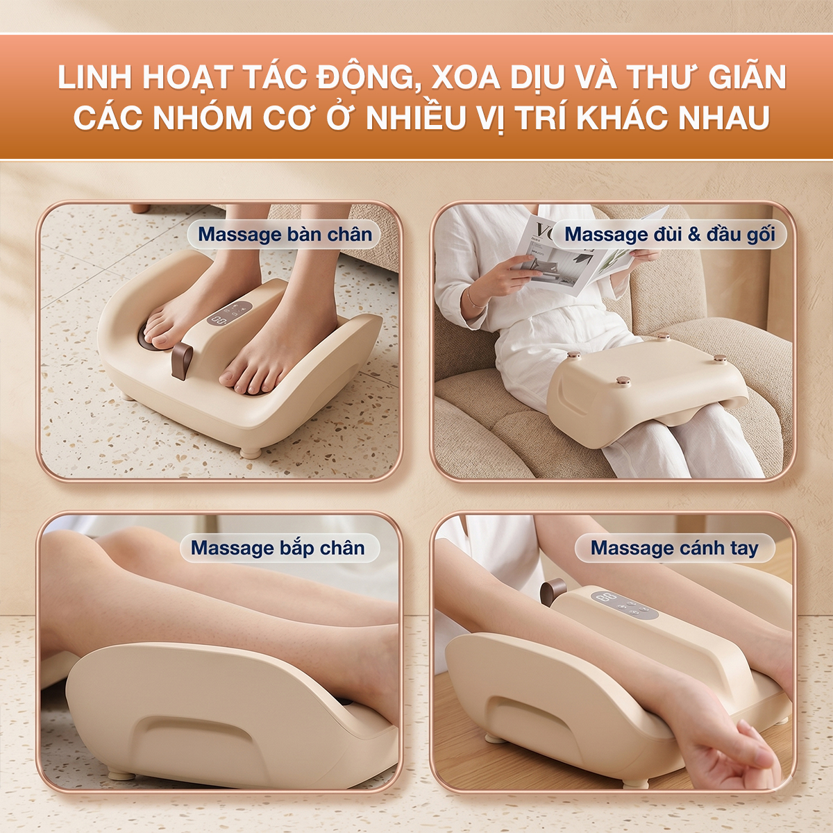 Máy massage chân và rung chân OKACHI JP-801 ( Màu kem)
